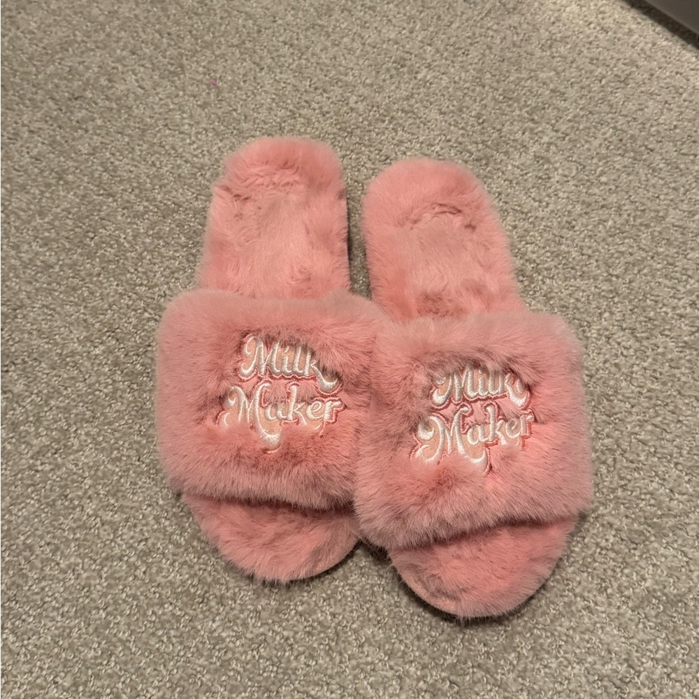 TLMB Milk Maker Pink Fuzzy Slippers